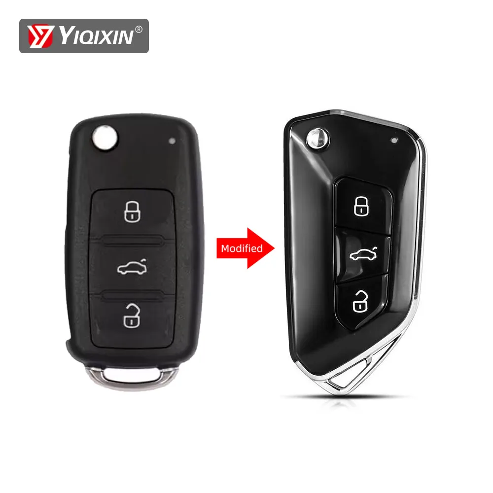 

Модифицированный чехол для автомобильного ключа-раскладушки для Volkswagen VW Jetta Golf Passat Beetle Skoda сиденье для Polo Toledo Tiguan Bora Caddy Eos B5