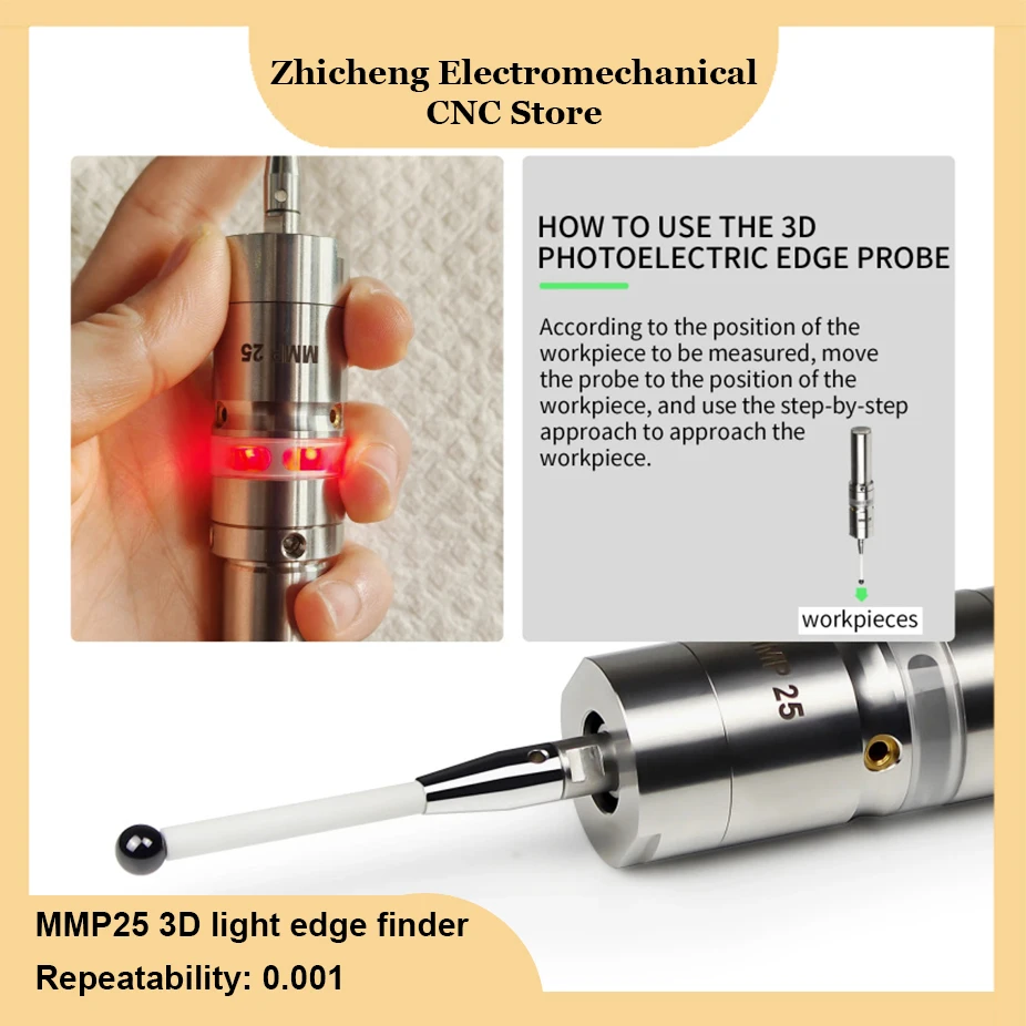 3D light edge finder CNC machining center sub-center rod detection sensor glowing sound high precision 0.001 MMP25 cnc probe