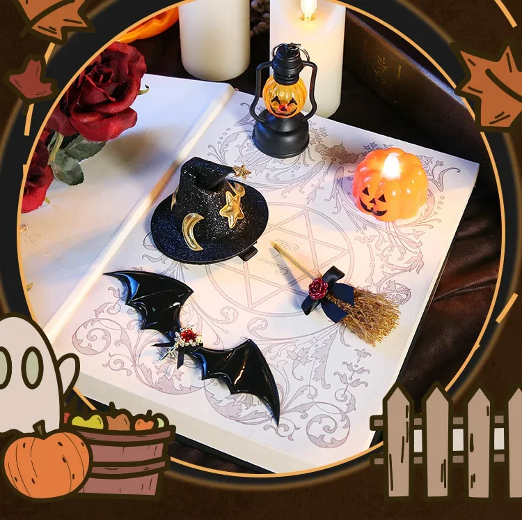 

20cm Doll Accessories Witch Hat Pumpkin Broom Broom Soft Delicate Fine Workmanship Halloween Presents for Kids or Girls Dolls