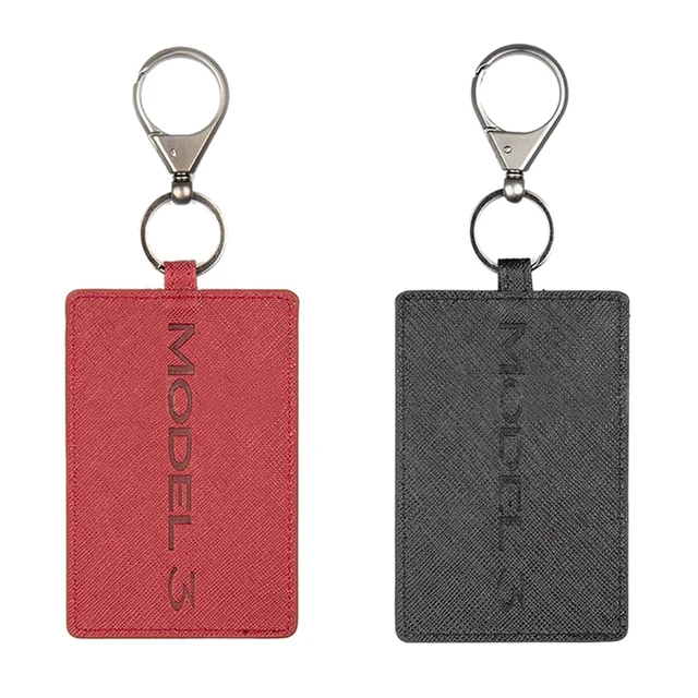 2 Pcs Key Card Holder For Tesla Model 3, Anti-Dust Light Leather With  Keychain For Tesla Model 3 Accessories - Black & Red - AliExpress