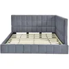Upholstered Daybed, Mid Century Day Bed Frame with A Backrest and Armrest, Velvet Corner Beds for Living Room, Bedroom, Gray 5