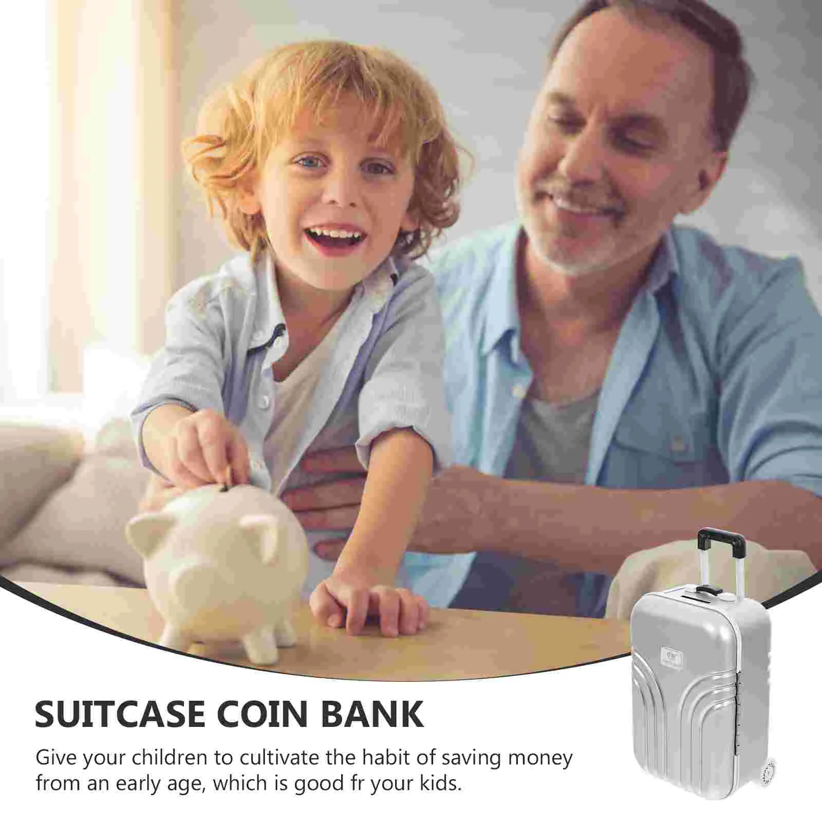 Girl Toy Suitcase Piggy Bank Shaped Coin Jar Kids Holder Home Ornament Wedding Pink Room Decoration Money Travel 3