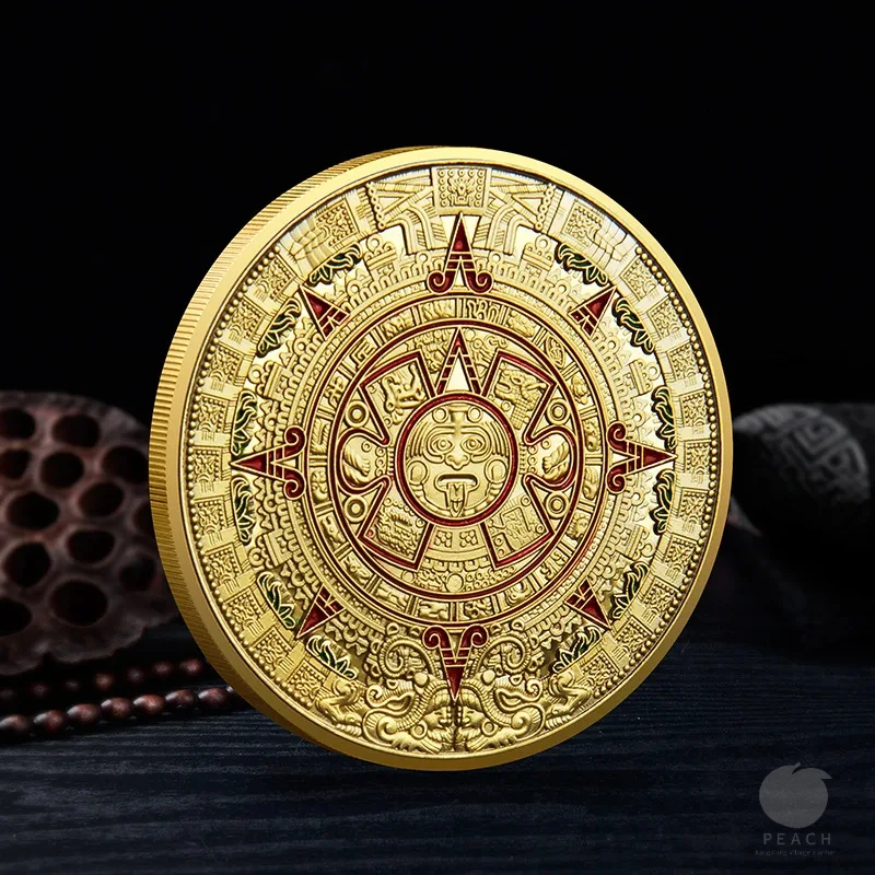 Mayan Aztec Calendar Souvenir Coin - Gold Collectible Art Piece