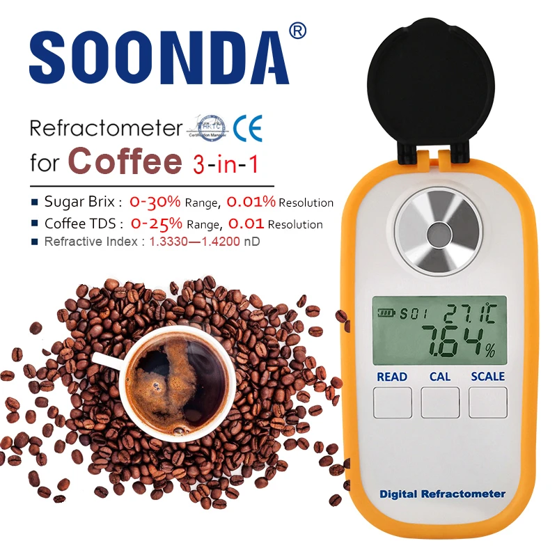 3 in 1 Auto Digital Coffee Refractometer Coffee 0 25 TDS Brix