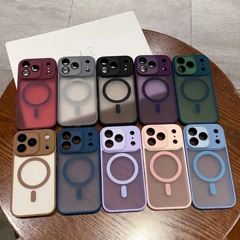 Armor Magnetic Matte Translucent Shockproof Case with Magsafe Wireless Charging Compatibility