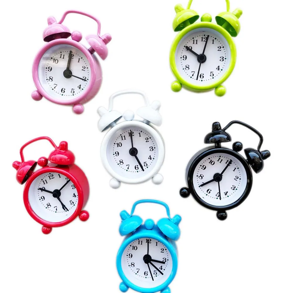 Description Picture 3 of itemNew Mini Alarm Clock Electronic Round Number Double Bell Desk Table Digital Quartz Clock Home Decoration Retro Portable Adapdesk