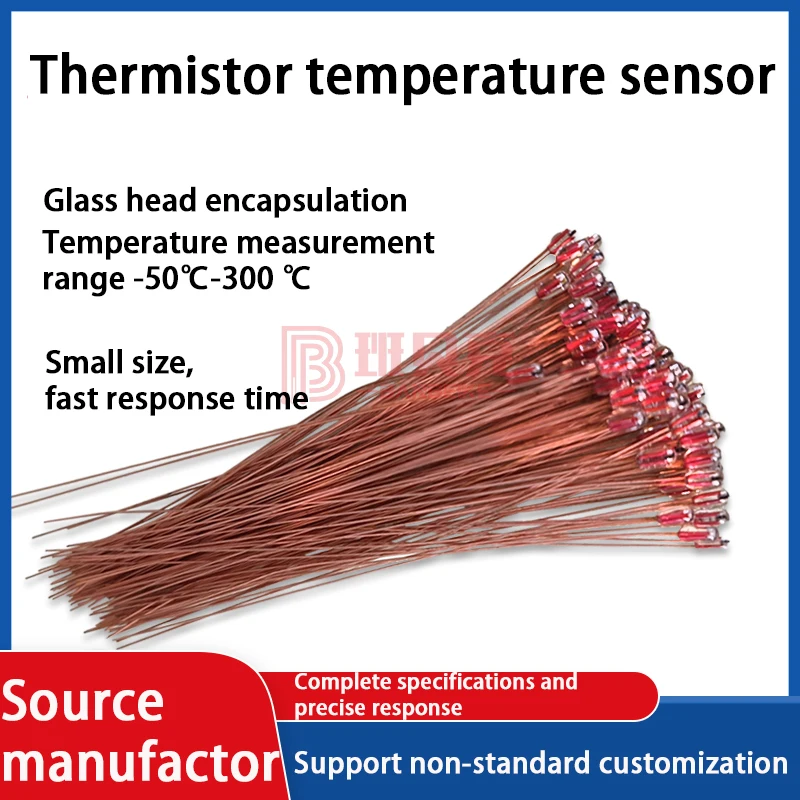 High temperature resistance NTC thermistor temperature sensor MF51 glass package with small volume Thermal Resistor sensor 5pcs