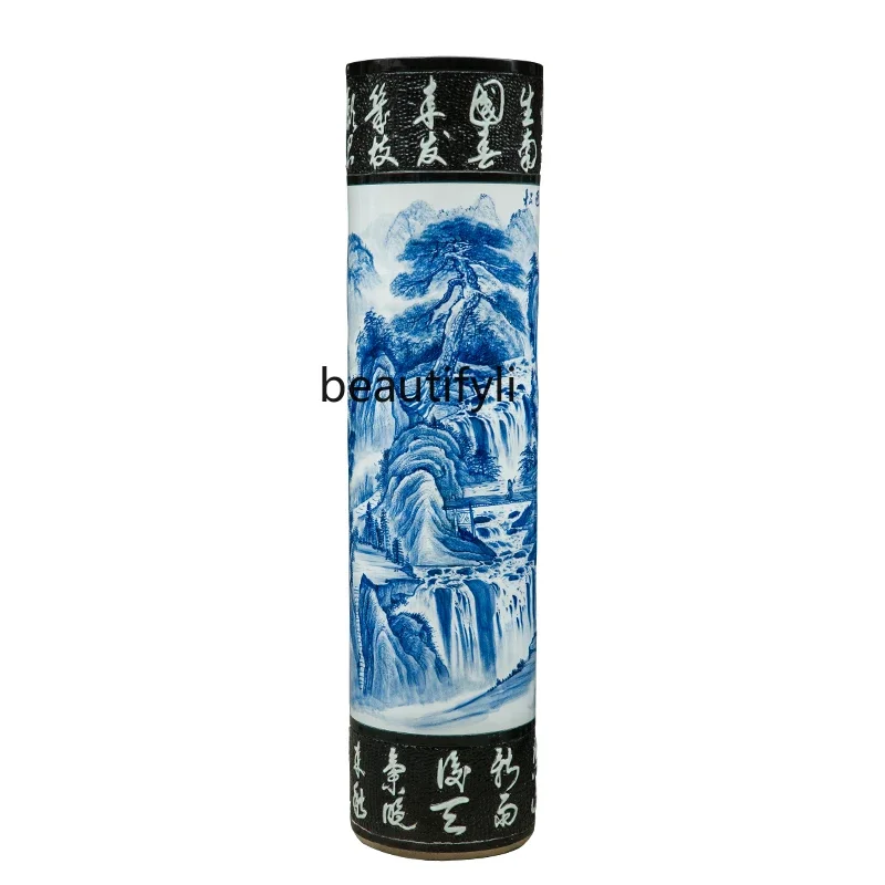 

Jingdezhen Hand Painted Blue and White Quiver Living Room Company Floor Ceramic Vase Furnishings Ornaments
