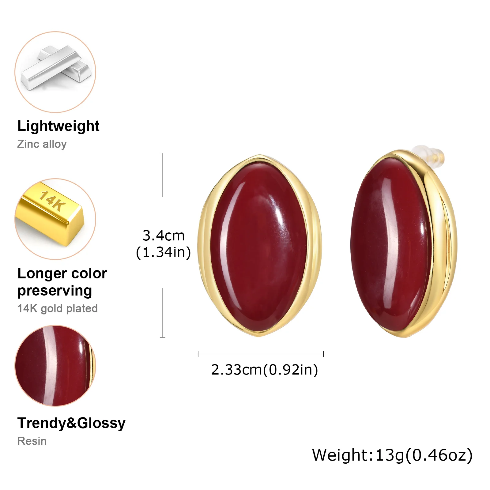 Vintage Luxus Große Geometrie Oval Ohrstecker für Frauen Mädchen Mode Metall Charms Piercing Schmuck Zubehör Geschenke – Detail 10