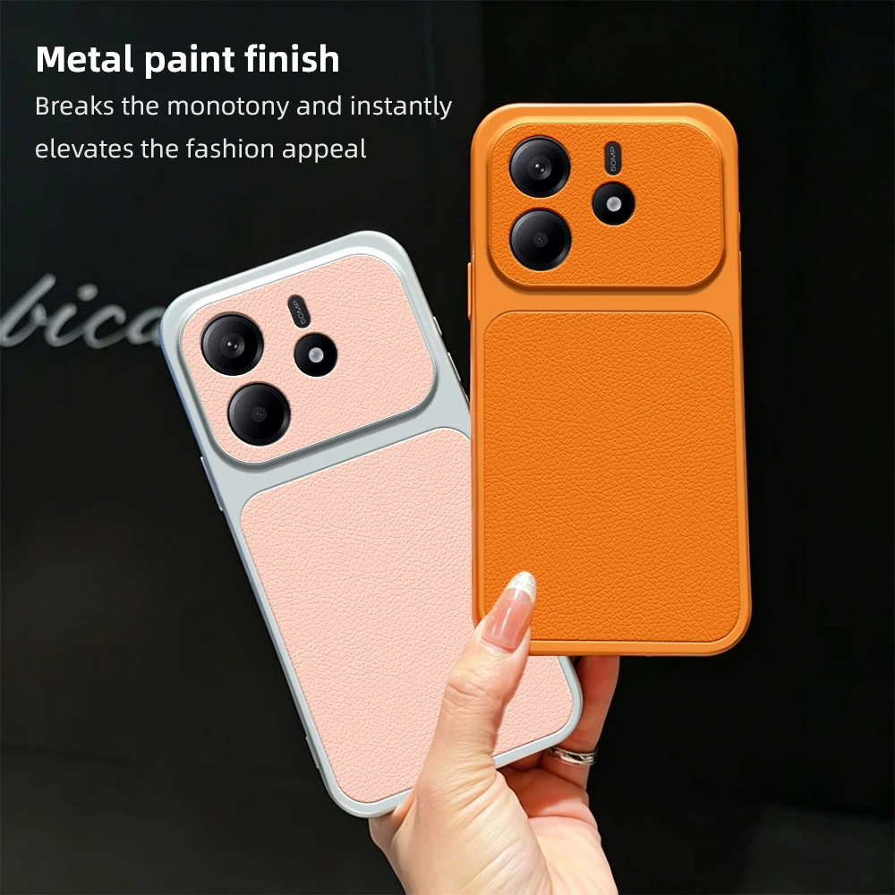 Luxurious Matte Leather Phone Case with Lens Protection