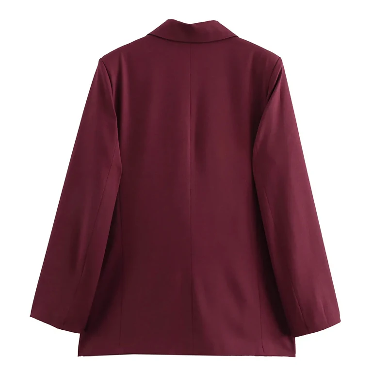 TRAF Women's Blazer Outerwears Office Wear Women Suit Jacket Autumn Long Sleeve Burgundy Blazers Formal Woman Minimalist Blazer 3