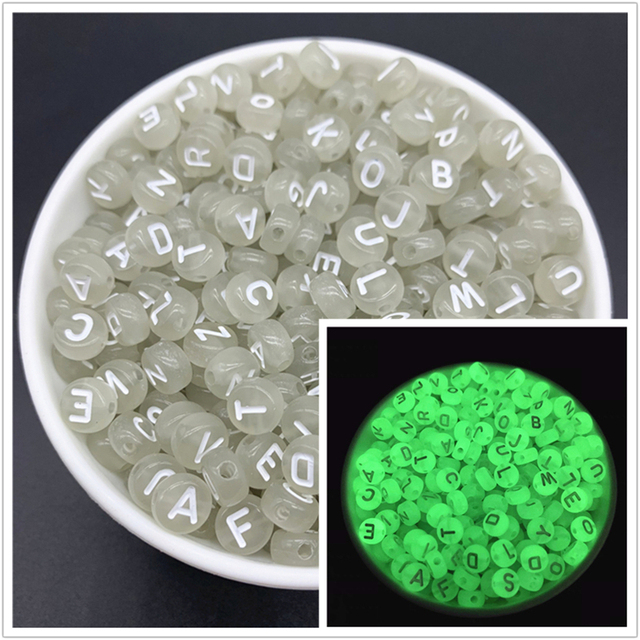 7mm Luminous Letter Beads Alphabet Acrylic Spaced Beads For Jewelry Making DIY Charms Bracelet Necklac