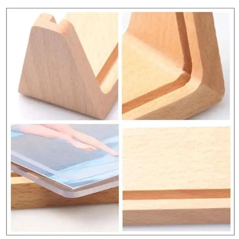 7 Inch Solid Wood Photo Picture Frame High Definition Acrylic Table Top Sign Holder Display Stand