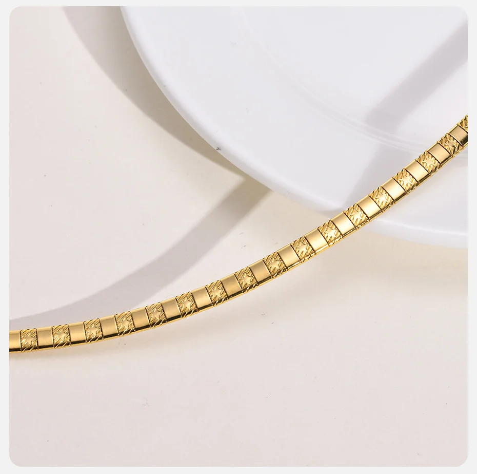 Vnox Zeitgenössische Geometrische Kette Choker Halsketten für Frauen, Gold Farbe Edelstahl Link Kragen Geschenk Partei Schmuck – Detail 5