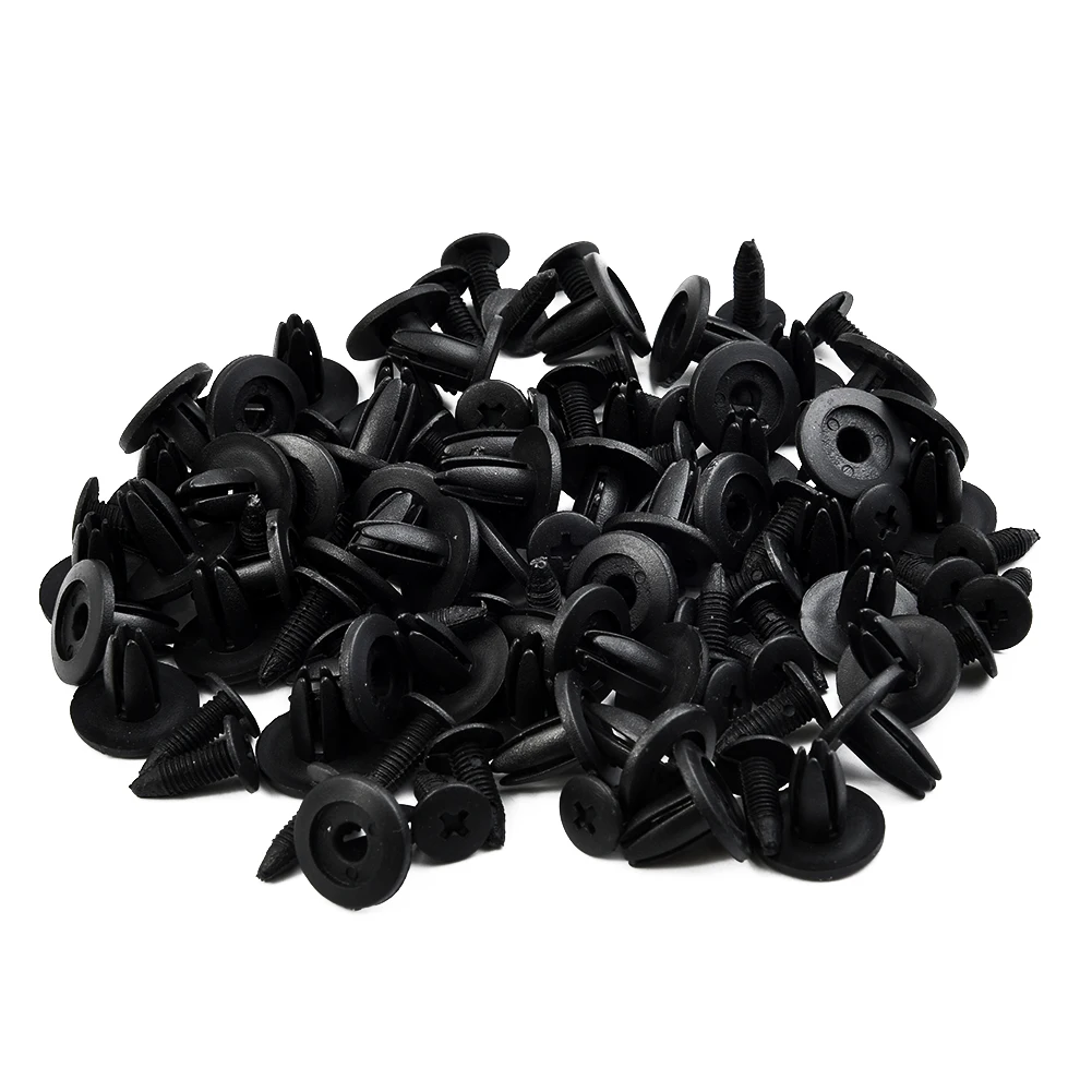 

50pcs Car Door Bumper Fender 6mm Dia Hole Black Plastic Screw Rivets Fasteners Clip Interior Accessories Screw Rivets
