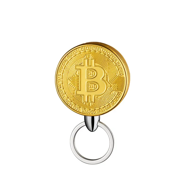 Bitcoin Shape Butane Lighter Virtual Commemorative Coin Pendant Lighter Portable Cigarette Accessory butane gas lighter cigarette lighter