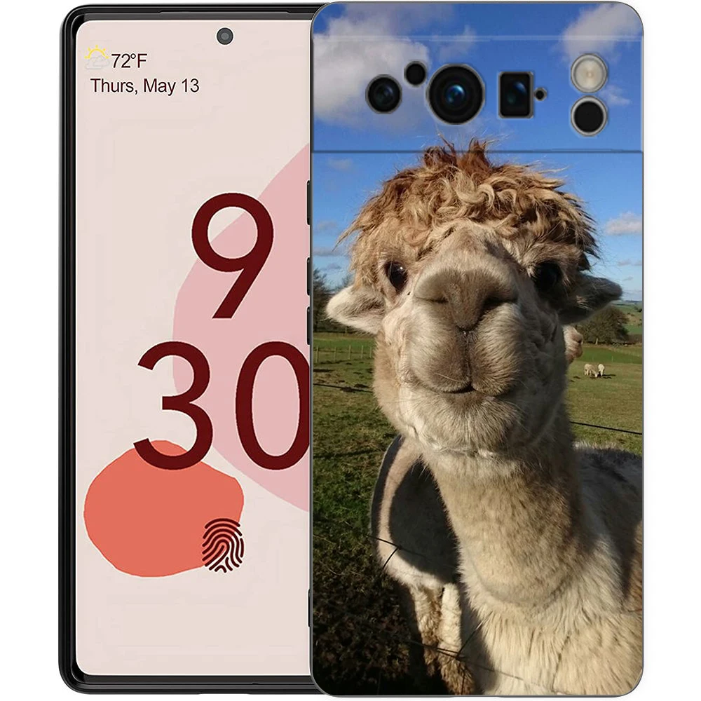 Adorable Kawaii Alpaca Silicone Shockproof Phone Case - Black Cover
