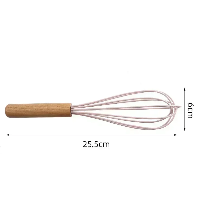 1PCS Silicone Egg Beater Whisk Wooden Handle Kitchen Hand Egg Beater Gadgets Kitchen Tools Baking Accessories  Kitchen Gadgets