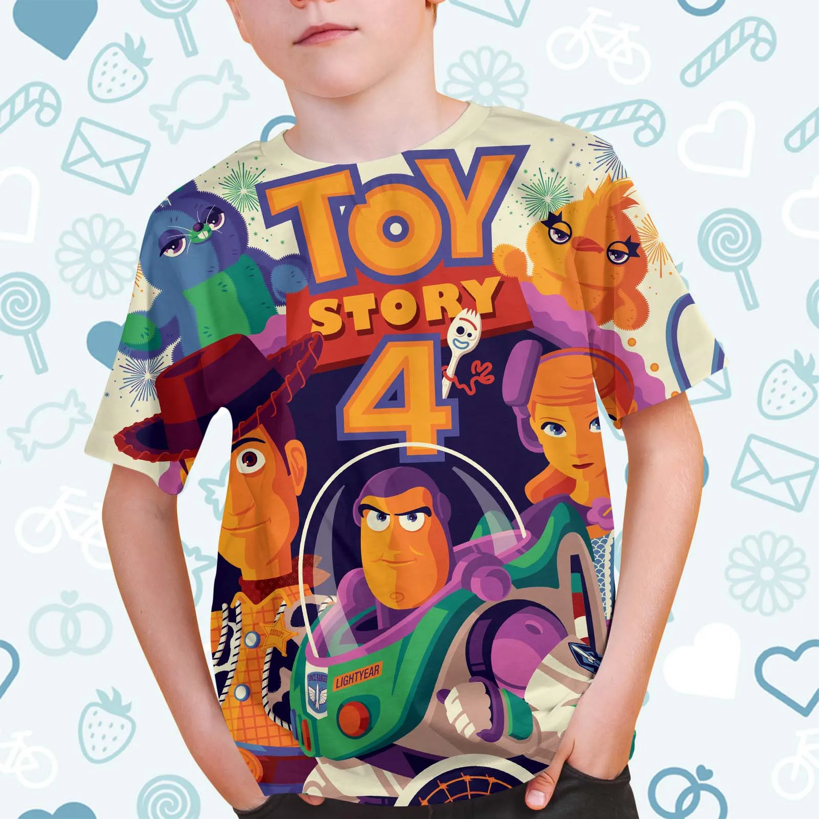 2024 Estate Disney Toy Story Girocollo Manica Corta Per Bambini 3-14 Anni Toy Story Casual Cute Girls T-Shirt Ragazzi Abbigliamento Sportivo