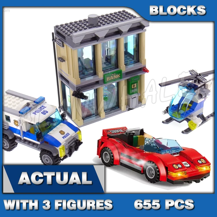 

655pcs Town Cop Bulldozer Break-In Crooks Helicopter Truck 10659 Building Blocks Set Bricks Compatible with Model
