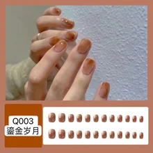  24pcs Artificial Nails Butterfly Rhinestones Full Cover Nail Tips Shiny Diy Nail Decorations Press On Nail Tips False Nail Patch 