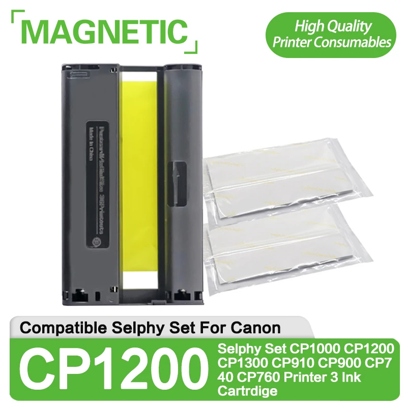 Compatible for Canon Selphy CP1300 CP1500 Ink and Paper for Canon CP1200  CP1000 CP910 CP900 CP810 CP760 CP770 CP780, KP-108IN 3 Color Ink Cartridges