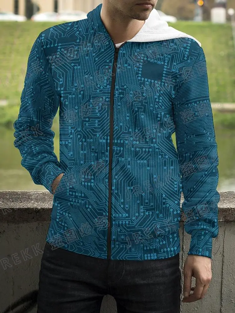 thumbnail image 1 of 2023 Nueva placa base CPU Sudadera con cremallera para hombres y mujeres Línea de procesador Placa de circuito Sudadera con estampado 3D Moda Abrigo informal Ropa, 1 of 5