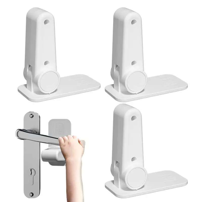 

Household Door Lever Lock Multi-Functional Door Handle Lock With No Drilling Adhesion Door Hardwares For Kitchen Drawer Doors
