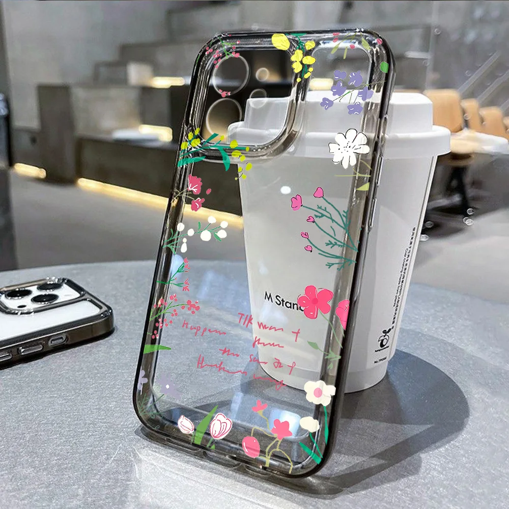 Mode Blume Telefon Fall für iPhone 16 15 11 12 14 13 Pro Max Mini SE2 7 8 Plus stoßfest Transparent Silikon Shell Fundas – Detail 3