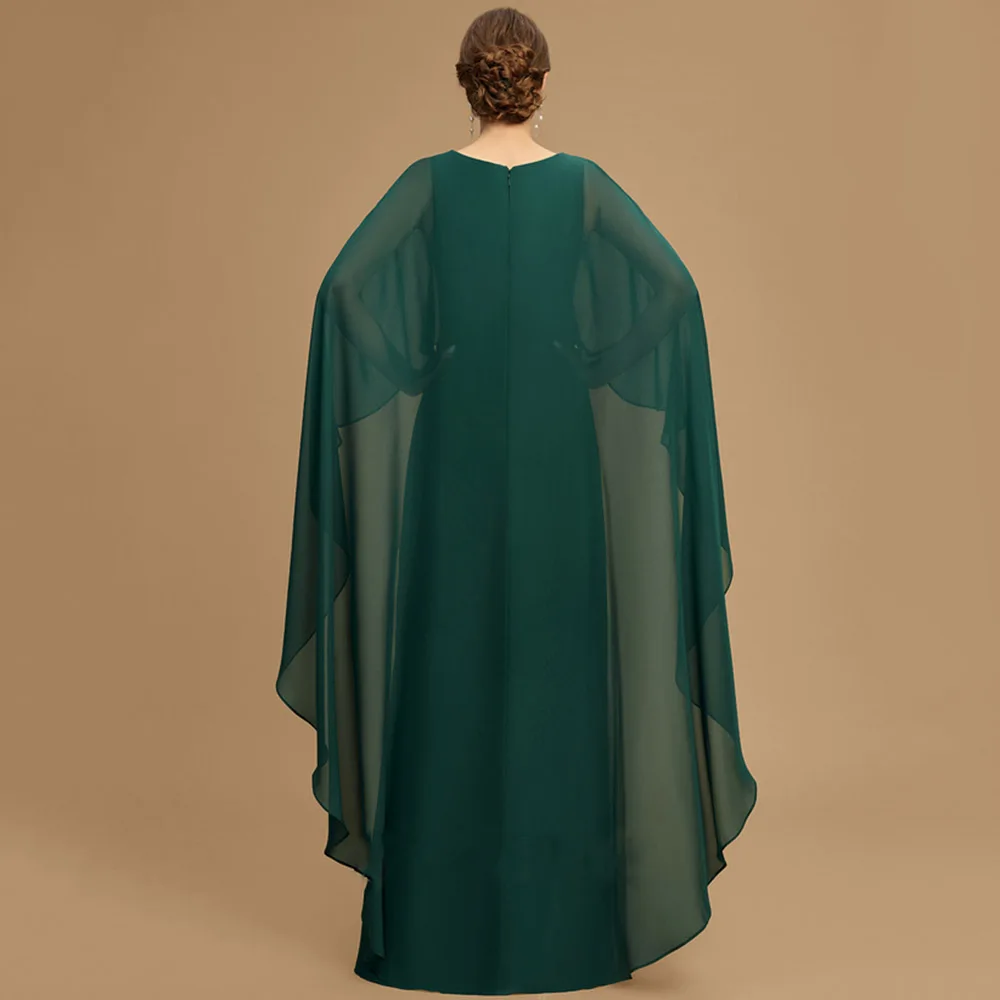 우아한 망토 신부의 어머니 드레스 특종 목 계층 정장 가운, 착시 뒷면 길이 Vestidos Para Madrina