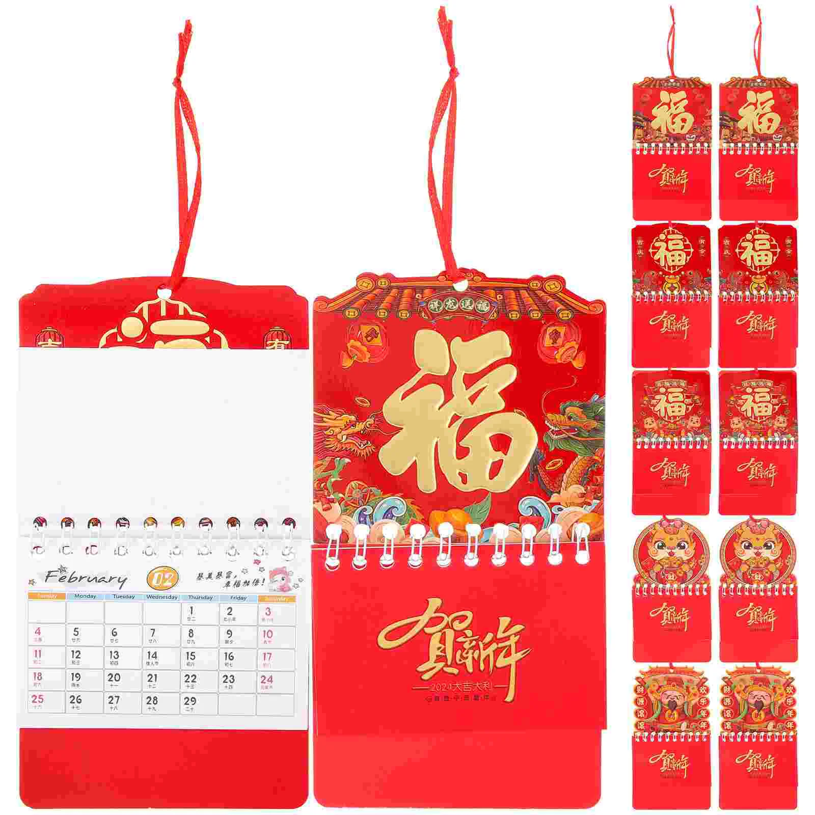 

Mini Chinese Wall Calendar 2024 Year The Dragon Lunar Tearable Flip Fu Good Luck