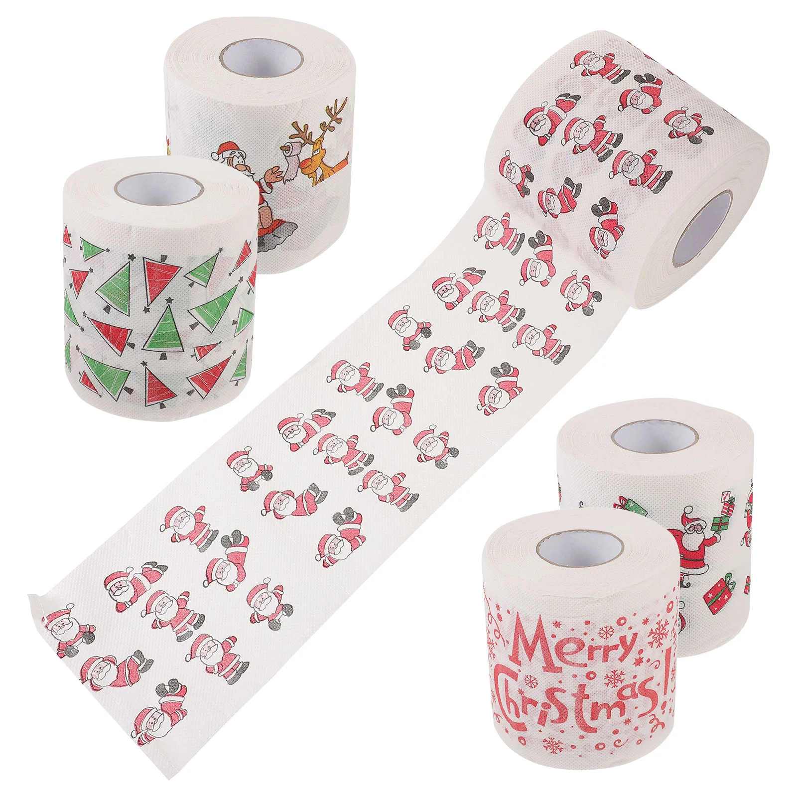 5 Rolls Sink Plunger Christmas Toilet Paper Party Napkins Supplies Tissue for Office