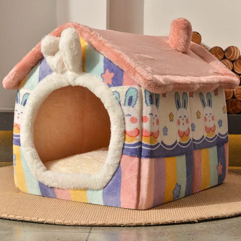 

Cat Bed Pet Nest Warm Cave Doghouse And Removable Cushions Soft Indoor Enclosed House Doghouse Cat Sofa Kitten Pet Supplies