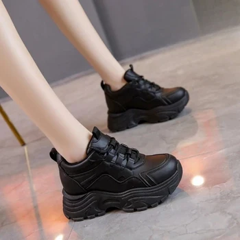 Women's Walking Sneakers, Lightweight Non-Slip High-Top Platform Chunky Sneakers, Elevator Shoes for Daily Wear & Fitness 1