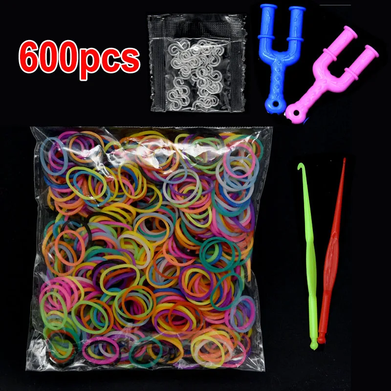 Rainbow Loom Kits Rubber Bands  Elastic Rubber Loom Bands Set Box - Rubber  Bands - Aliexpress