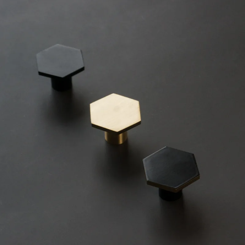 Luxury1PcGoldColorMiniHexagonHandlesZincAlloyBlackSingle