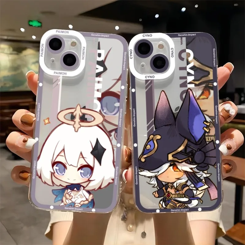 Genshin Impact Cyno Phone Case Telefoon Per Iphone 13Promax 13 14 12 11 Pro Max Mini Cover Morbida Trasparente Fundas