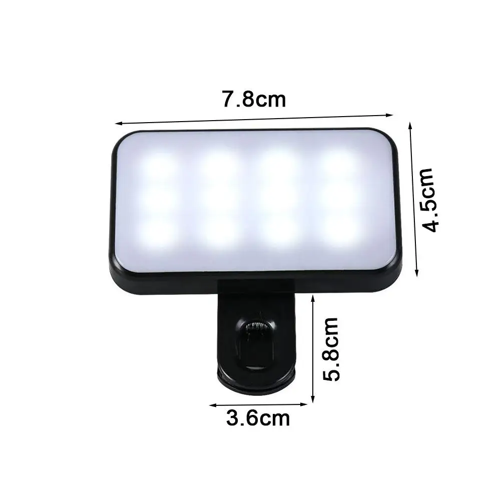 Mini LED Smartphone Selfie Fill Light 3 Modes With Adjustable Brightness Clip Portable Video Light For Camera Phone Tablet PC