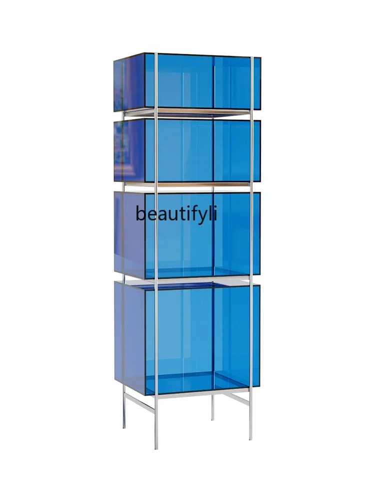 

Light Luxury Acrylic Bookcase Storage Display Rack Display Storage Stainless Steel Floor Storage Rack