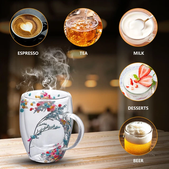 4 Uds. Tazas Café Vidrio Tazas Café Espresso Doble Pared 350