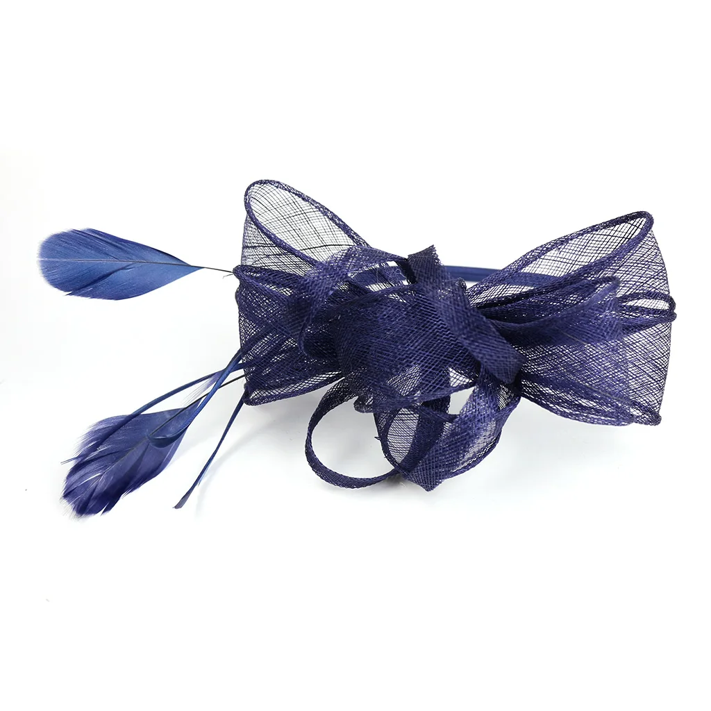 Women Bridal Feather Headband Ladies Mesh Flower Fascinator Hat for Cocktail Tea Party Wedding 2