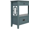 Farmhouse Pine Wood Console Table with Drawers & Storage Shelf in Blue for Entryway/Living Room/Hallway/Kitchen 6
