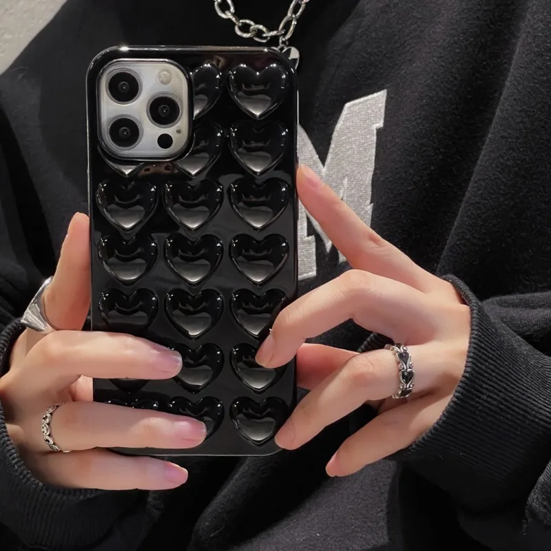 Three Dimensional Heart Electroplated Phone Case with Anti-Drop Protection