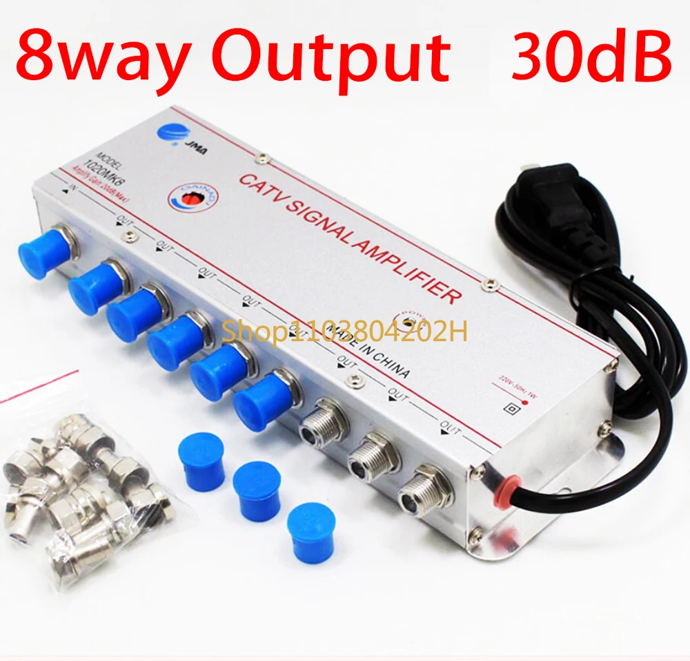 220V 2~8 way CATV TV VCR Antenna Signal Amplifier Booster Splitter
