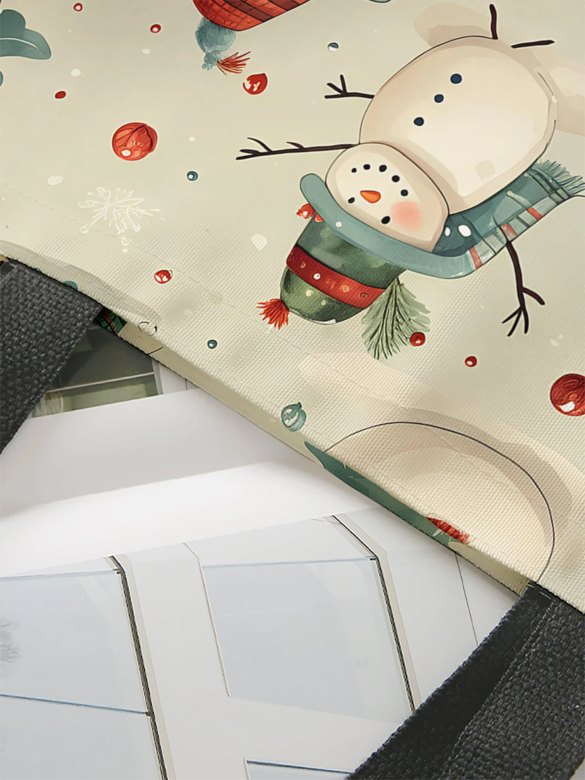 Christmas themed printed casual handbag, reusable fashionable backpack, multifunctional handbag, canvas shopping bag