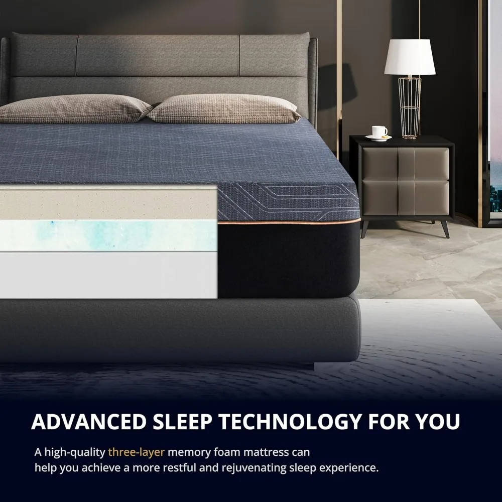 Queen Mattress, Cooling Copper Gel, CertiPUR-US Certified, Therapeutic Medium Fiberglass Free, 12 Inch Memory Foam Mattress
