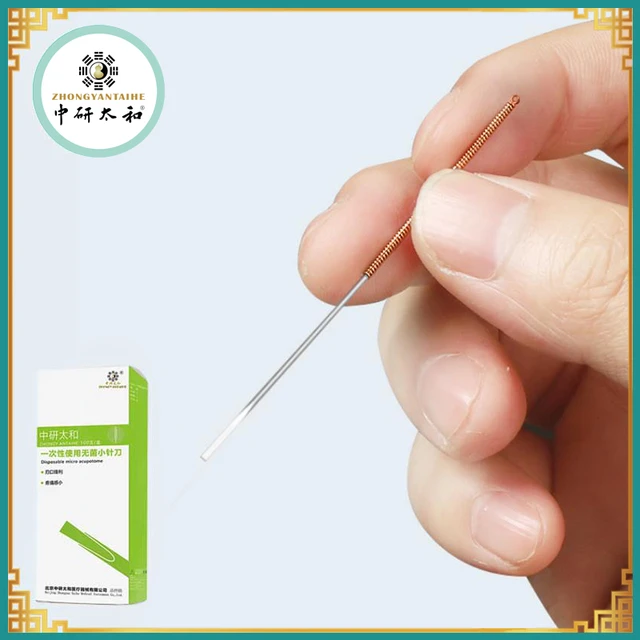 100Pcs Disposable Sterile Agujas Acupuntura Micro Acupotomy Copper Handle  Stainless Steel Needle Knife Freeshipping Without Tube