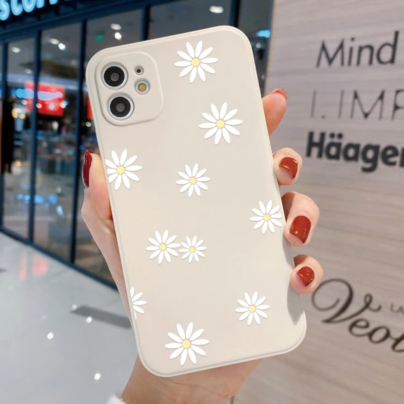 thumbnail image 1 of Funda de teléfono con diseño de margaritas para iPhone 13, funda para iPhone 11, 12, 14, 15 Pro Max, 12, 13 Mini, XR, X, XS, 6, 7, 8 Plus, SE, carcasa trasera de silicona suave, 1 of 5