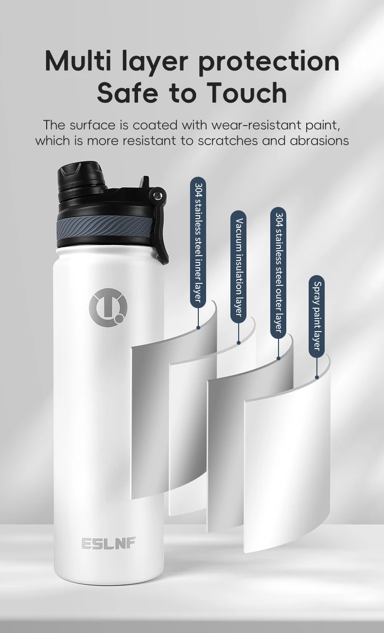 ESLNF 650 ml Fahrrad 304 Edelstahl Wasserflasche Radfahren Thermosflasche Halten Sie heiß und kalt Sport Wasserbecher Wasserkocher – Detail 5