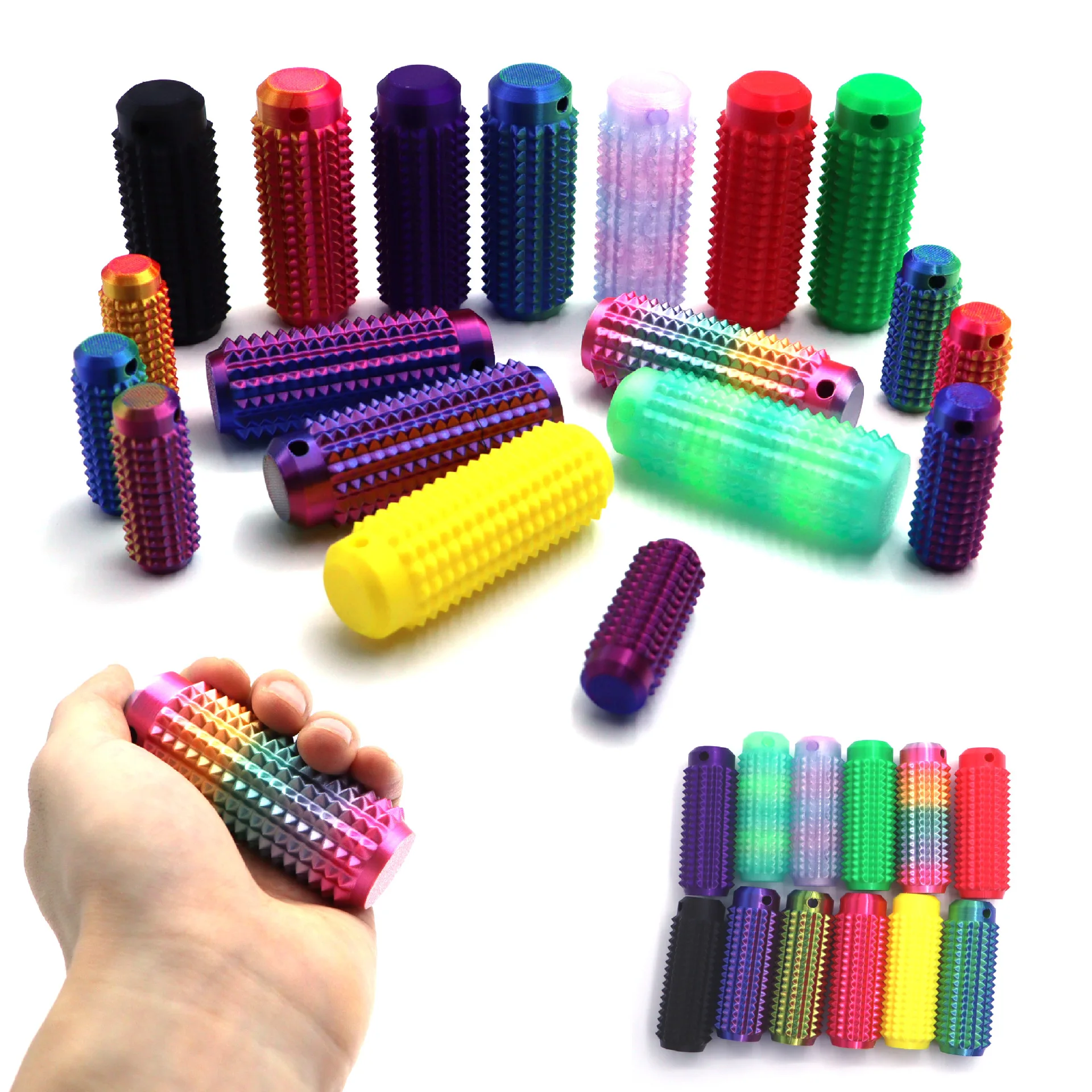 1/8PCS 3D Printed Spiky Grippie Stim Keychain Fidget Toys Little Ouchies Spiky Sensory Toys Stress Relief Pain Stim Fidget Toys